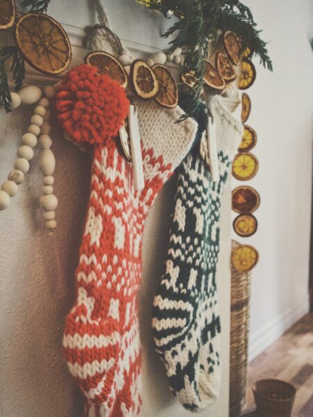 Stockings hanging on mantle