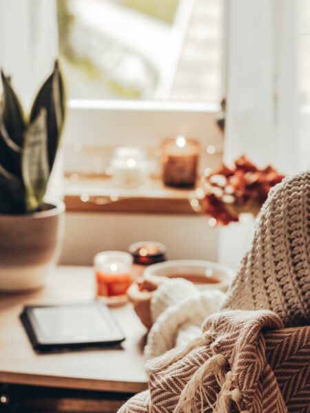 Cozy blanked on chair by desk