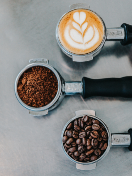 Three shots of espresso coffee, a common bladder irritant