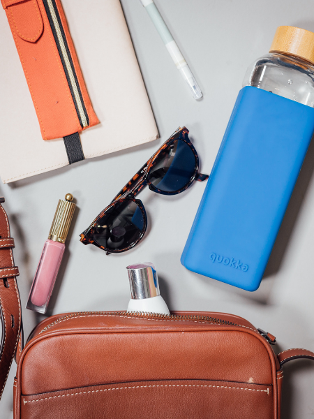 water bottle flat lay